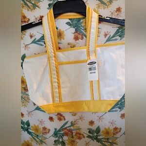 Y2K Women's Small Old Navy Bright Yellow and White Tote Purse Bag NWT